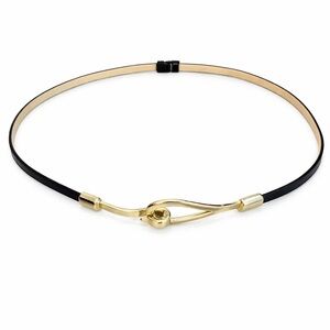 Amiee Lynn Black Patent Leather Adjustable Thin Belt with Gold Hook Buckle XL/1X